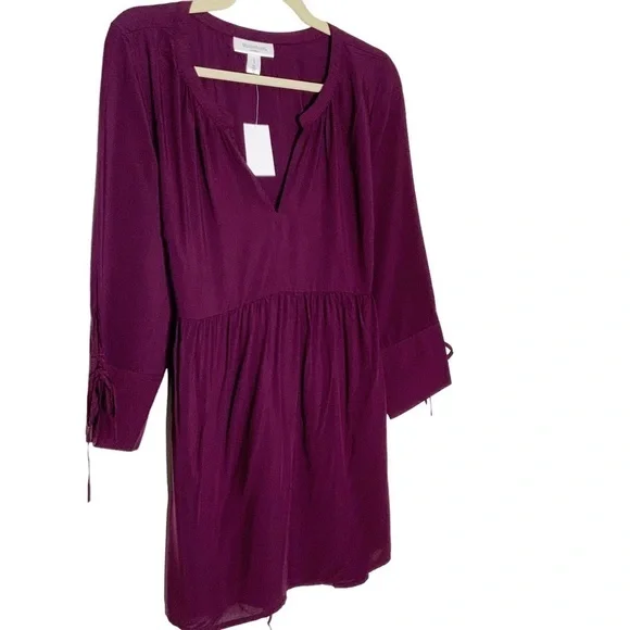 MOTHERHOOD Maternity burgundy blouse with back tie. Size L - Picture 3 of 9